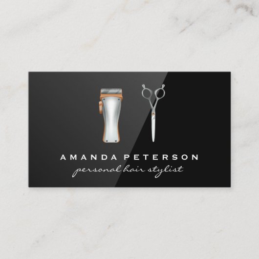 Barber Shop Tools | Zwart gloss Visitekaartje (Voorkant)