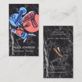 Barber Shop Tools | Zwarte marmer Visitekaartje (Voorkant / Achterkant)