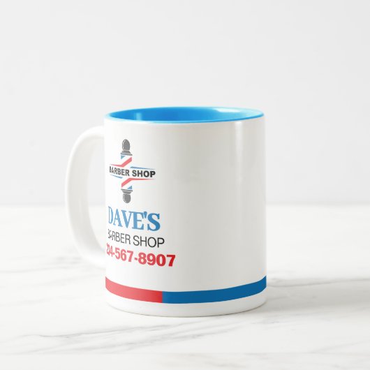 Barber Shop Tweekleurige Koffiemok (Voorkant links)