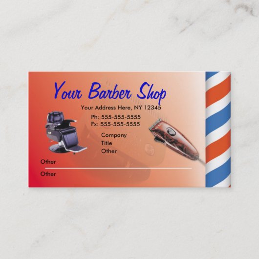 Barber Shop-Visitekaartjes Visitekaartje (Voorkant)