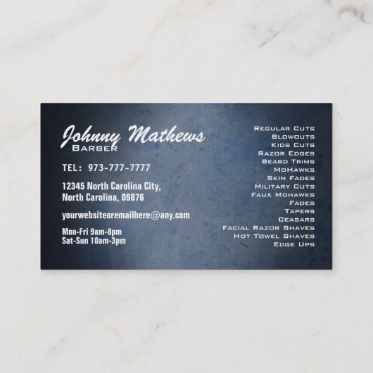 Barber Shop-Visitekaartjes Visitekaartje (Achterkant)