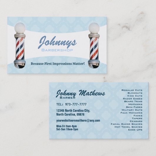 Barber Shop-Visitekaartjes Visitekaartje (Voorkant / Achterkant)