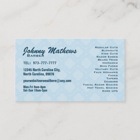 Barber Shop-Visitekaartjes Visitekaartje (Achterkant)