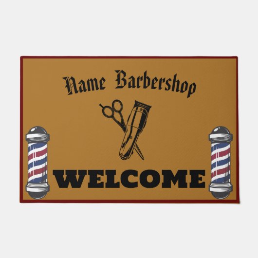 Barber Shop Welkom Barbershop Haarstijl DIY NAAM Deurmat (Voorkant)