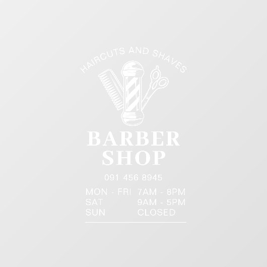 Barber Shop Winkel Openingstijden Raamsticker (Vel)