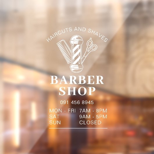 Barber Shop Winkel Openingstijden Raamsticker (Vel 2)