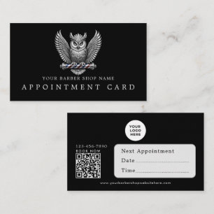 Barber Shop Zilveren Uil QR-code Afspraakkaarten Visitekaartje