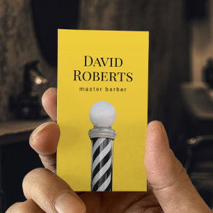 Barber Shop Zwart Barber Pole Minimalistisch Haar Visitekaartje