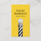 Barber Shop Zwart Barber Pole Minimalistisch Haar Visitekaartje (Voorkant)