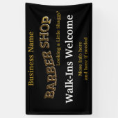 Barber Shop Zwart Goud Heropenen America Banner (Verticaal)