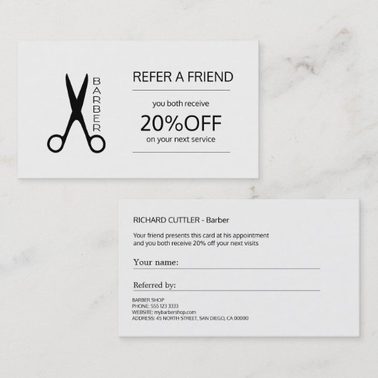 Barber shop zwart-wit verwijzing sjabloon (Voorkant / Achterkant)