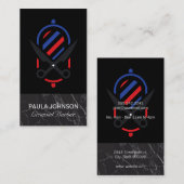 Barber Shop | Zwarte marmer Barber Pole Visitekaartje (Voorkant / Achterkant)