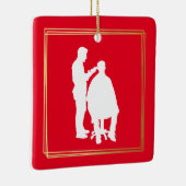 Barber Silhouette kerstversiering met naam Keramisch Ornament (Rechts)