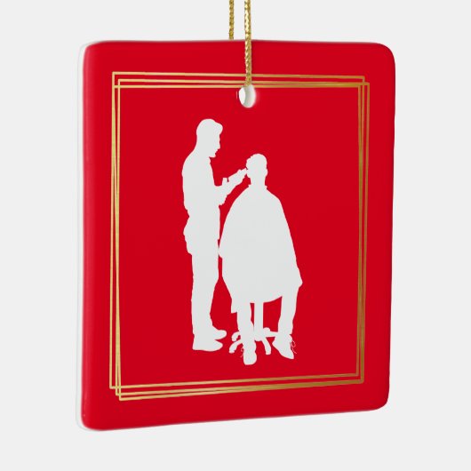Barber Silhouette kerstversiering met naam Keramisch Ornament (Rechts)