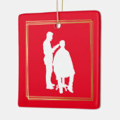 Barber Silhouette kerstversiering met naam Keramisch Ornament (Links)