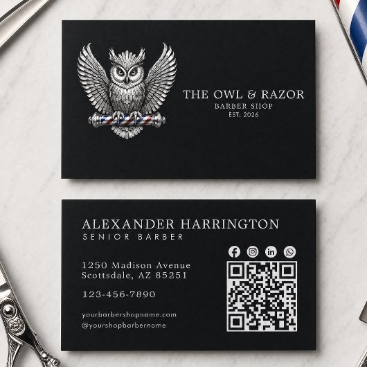 Barber Silver Uil Professionele Kapper Winkel Qr C Visitekaartje