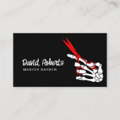 Barber Skeleton Hand & Rode Schaar Hair Stylist Visitekaartje (Voorkant)