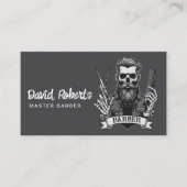 Barber Skull Barbershop Stijlvol Haar Stylist Visitekaartje (Voorkant)