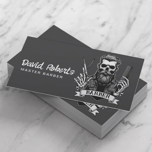 Barber Skull Barbershop Stijlvol Haar Stylist Visitekaartje