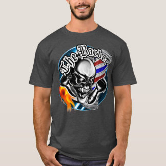 Barber Skull met Flaming Razor 1 T-shirt