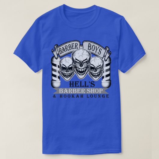 Barber Skulls Hells Barber Shop Hookah Lounge 1 T-shirt (Design voorkant)