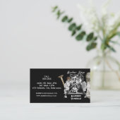 Barber snor goud zwart professional visitekaartje (Staand voorkant)