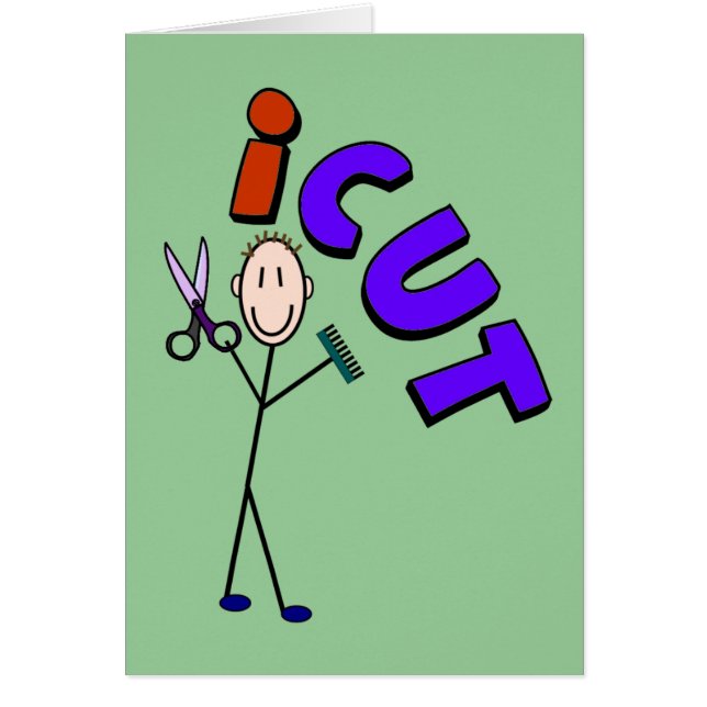 Barber Stick person design "icut" (Voorkant)