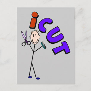 Barber Stick person design "icut" Briefkaart