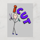 Barber Stick person design "icut" Briefkaart (Voorkant)