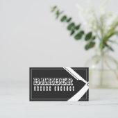 Barber stijl elegante professionele zwart grijs visitekaartje (Staand voorkant)