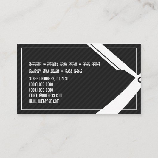 Barber stijl elegante professionele zwart grijs visitekaartje (Achterkant)