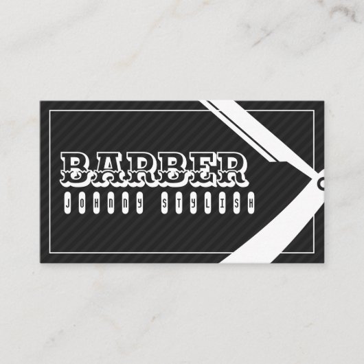 Barber stijl elegante professionele zwart grijs visitekaartje (Voorkant)