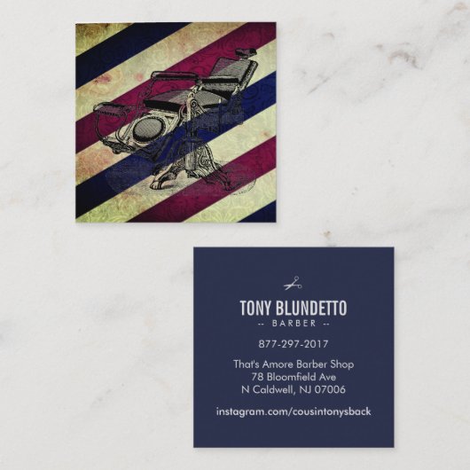  barber stoel / Barber Stripe Matte Vierkante Visitekaartje (Voorkant / Achterkant)