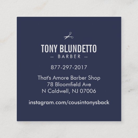  barber stoel / Barber Stripe Matte Vierkante Visitekaartje (Achterkant)