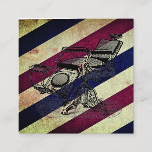  barber stoel / Barber Stripe Matte Vierkante Visitekaartje (Voorkant)