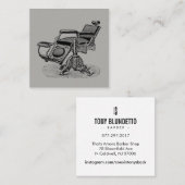  barber stoel/grijze matte vierkante visitekaartje (Voorkant / Achterkant)