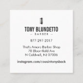  barber stoel/grijze matte vierkante visitekaartje (Achterkant)