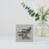  barber stoel/grijze matte vierkante visitekaartje (Staand voorkant)