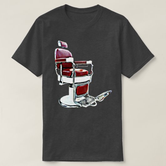 barber stoel over wit t-shirt (Design voorkant)