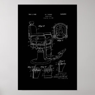 Barber Stoel Patent Afdrukbarber Winkeldecor Poste Poster