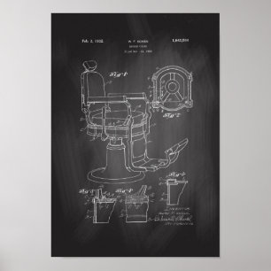 Barber Stoel Patent Afdrukbarber Winkeldecor Poste Poster