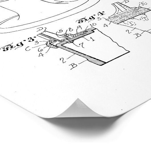 Barber Stoel Patent Afdrukbarber Winkeldecor Poste Poster (Hoek)