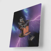 Barber Stoel, Riding Lightning Paars Blue, Black Vierkante Klok (Hoek)