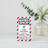 Barber stripes blue and red barbershop logo visitekaartje (Staand voorkant)