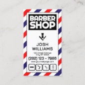 Barber stripes blue and red barbershop logo visitekaartje (Voorkant)