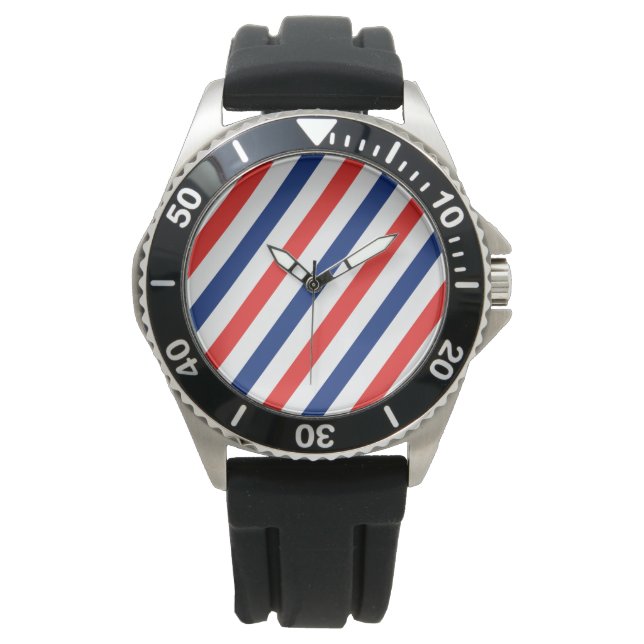Barber Stripes Horloge (Voorkant)