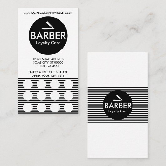 BARBER strips Klantenkaartje (Voorkant / Achterkant)