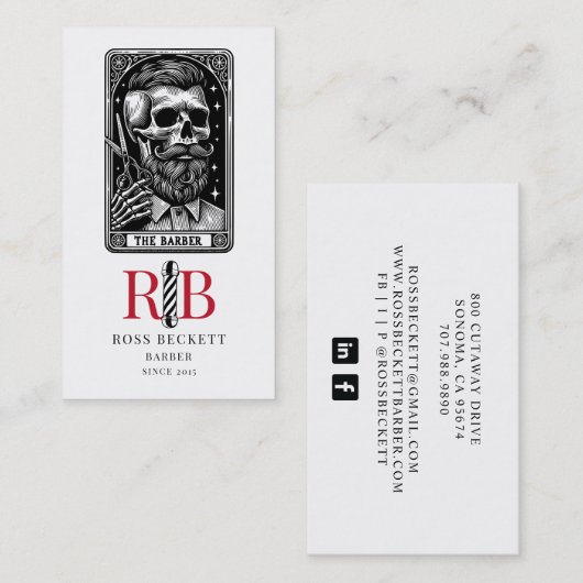  Barber Tarot Logo Monogram Visitekaartje (Voorkant / Achterkant)