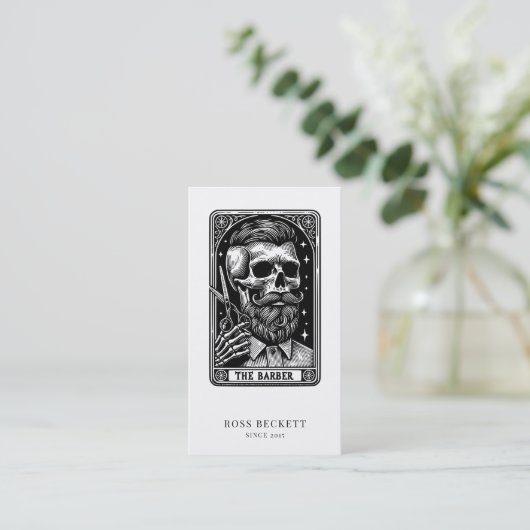  Barber Tarot Logo Monogram Visitekaartje (Staand voorkant)