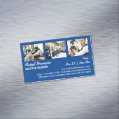 Barber Three Photo Simple Minimvy-marine Magnetisch Visitekaartje (Voorbeeld)